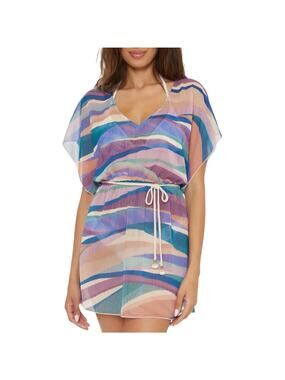 NWT BECCA Standard Sound Waves Tunic Plunge V-Neck Beach Swim Cover XS / Small